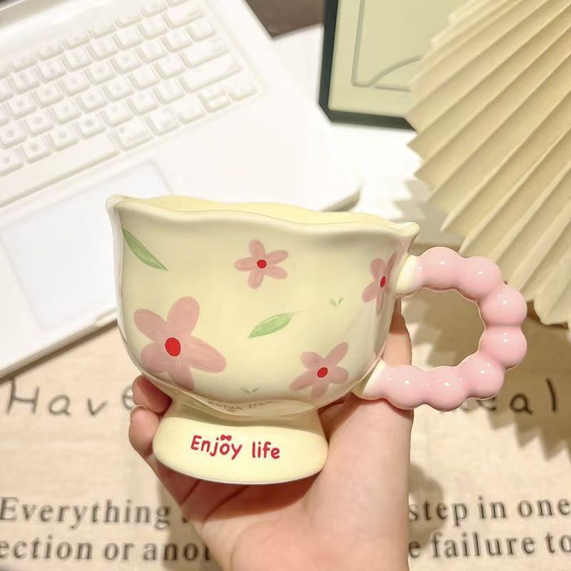 

Tulip Flower Ceramic Mug with Gift Box,Girls Birthday Gift Water Cups,Creative Kawaii Cup,High-value Coffee Mugs,Couple Tea Cup 340ml