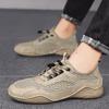Herren Echtleder Schuhe Sommer Atmungsaktiv Tennis Herren Löcher Hohl Sandalen Für Outdoor Mesh Strand Grau Sneaker Sportlich Lässig