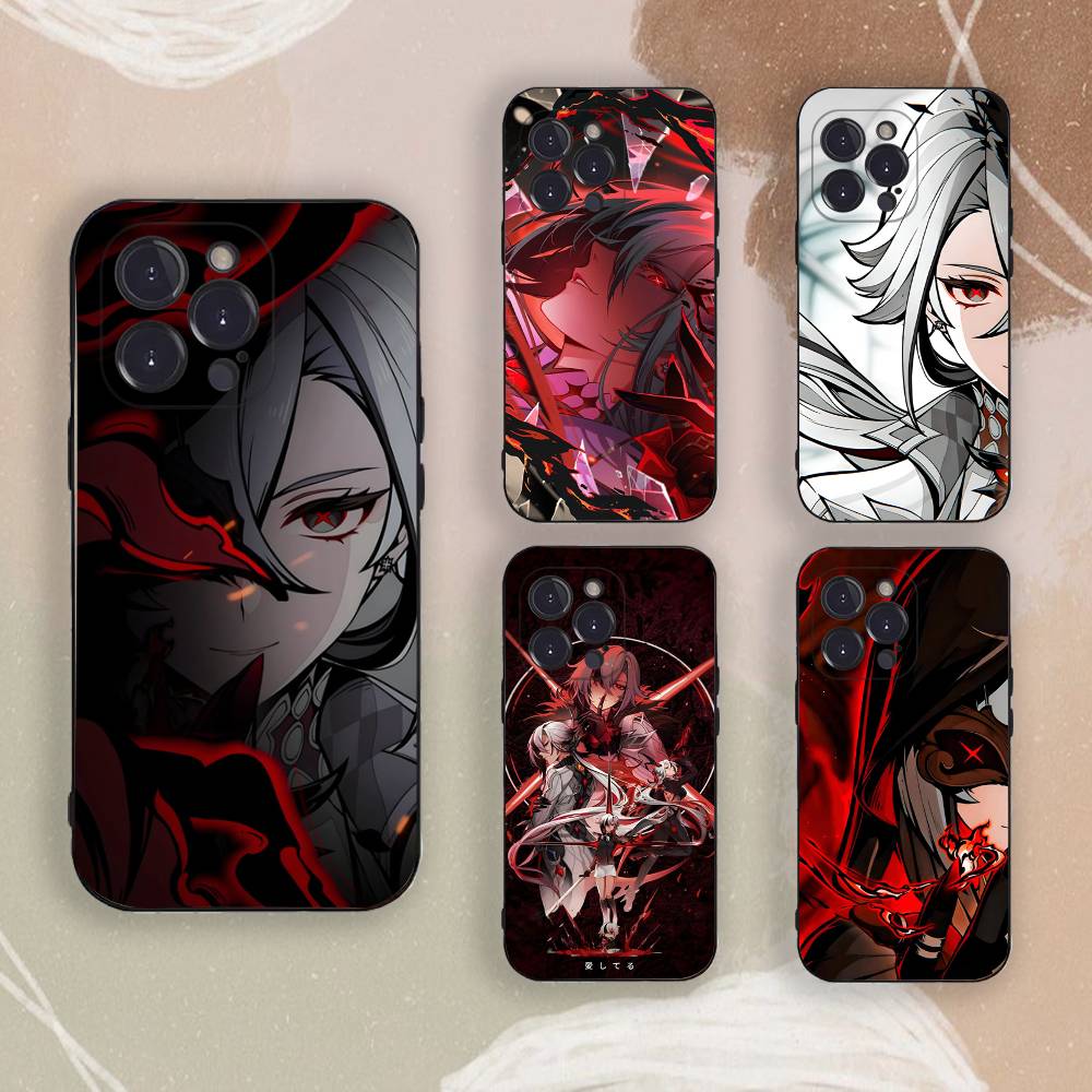 G-Genshin Impact A-Arlecchino Phone Case For iPhone 17,16,15,14,13,12,11,Pro,X,Xs,MAX,Plus TPU Soft To Skin-friendly Cover