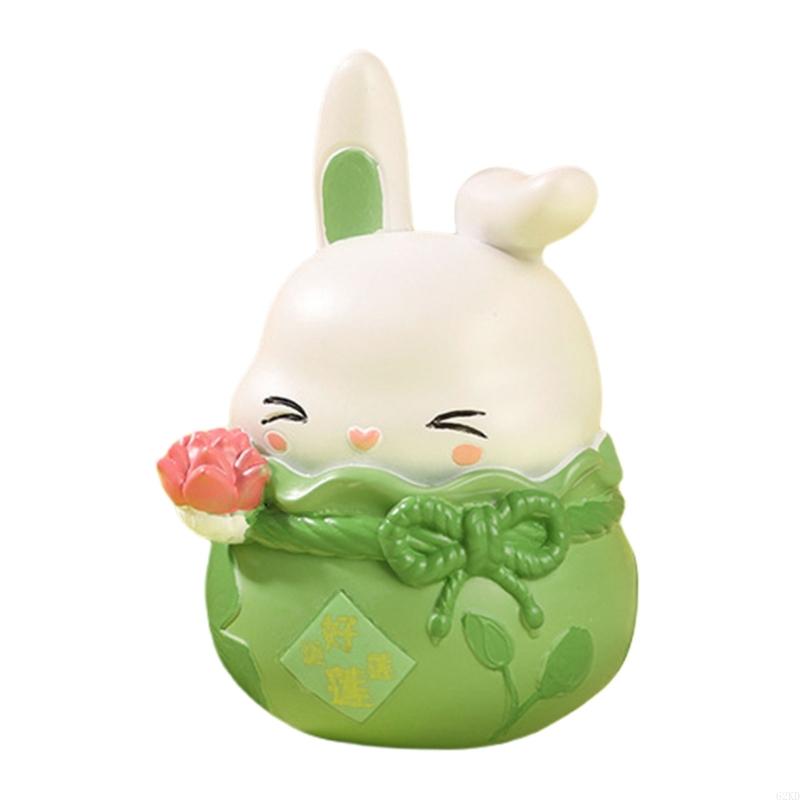 

62KD MidAutumn Festival Resins Bunnies Rabbit Figurines for Craft and Desk Ornament