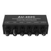 Stereo Dual Channel Audio Splitter 4 In 2 Out Mixer Ground Noise Isolation Amplifier with Cable