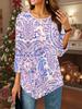 Women's Loose Round Neck Three Quarter Sleeve Tee 3D Cartoon Cat Pattern