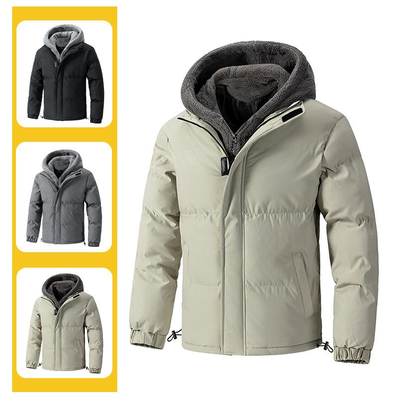 Winter Hooded Warm Men Parkas Outdoor Windproof Male Cotton Clothing Zipper Solid Color Jacket for Men