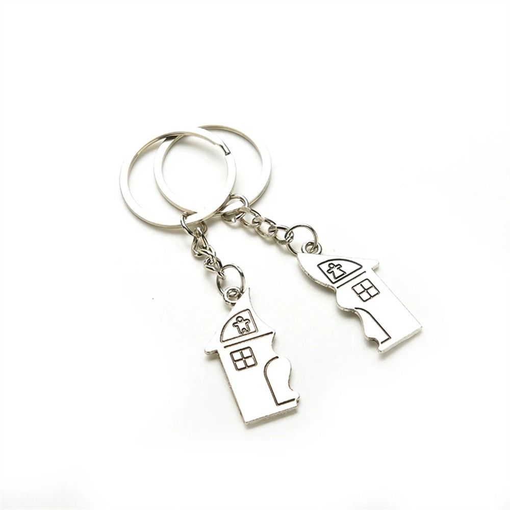 Stainless Steel Couple Keychain Engraved House Keyring Exquisite Lovers Keyring  Jewelry