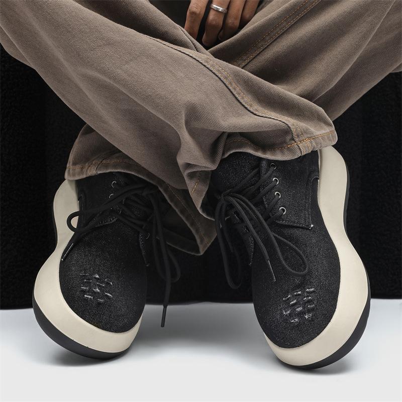 

Z207 потворні милі Q версія чоловічий тренд денім черевики Мартін нішеві дірчасті високі кросівки ретро японські на товстій підошві робочі 44 чорний