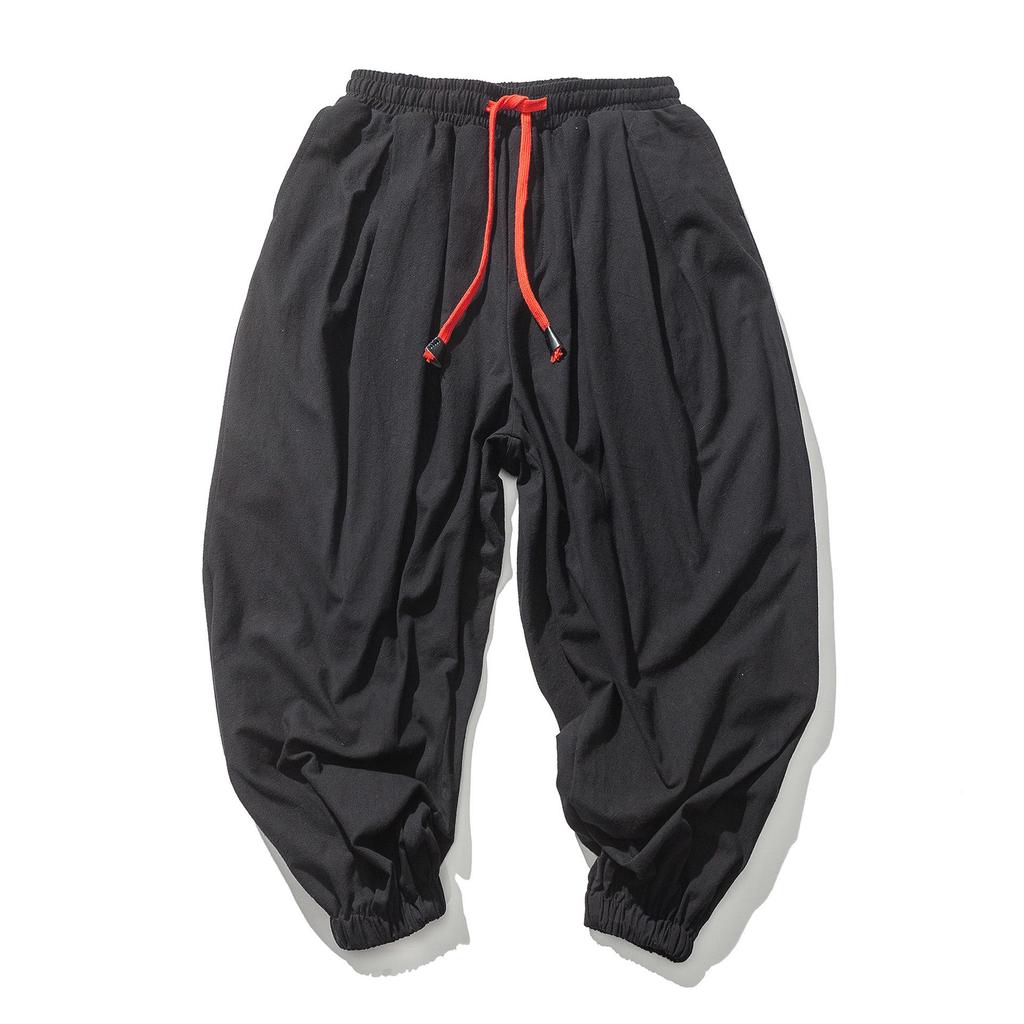 2024 Men's Cotton Linen Harem Pants – Chinese Style, Casual, Plus Size, Lantern Design