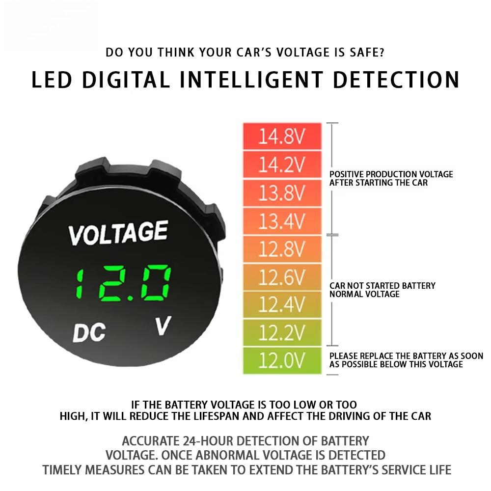 DC 12V-24V Mini Digital Voltmeter Voltage Meter Tester Led Display for Car Auto Motorcycle Boat ATV Truck Refit Accessories