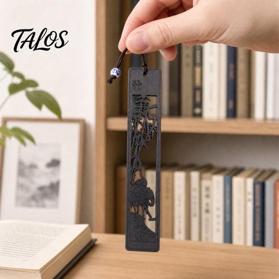Talos Wooden Hollow Carved Bookmark, Plum Orchid Bamboo Chrysanthemum Classical Page Marker for Business Gift, Elegant Book Accessory