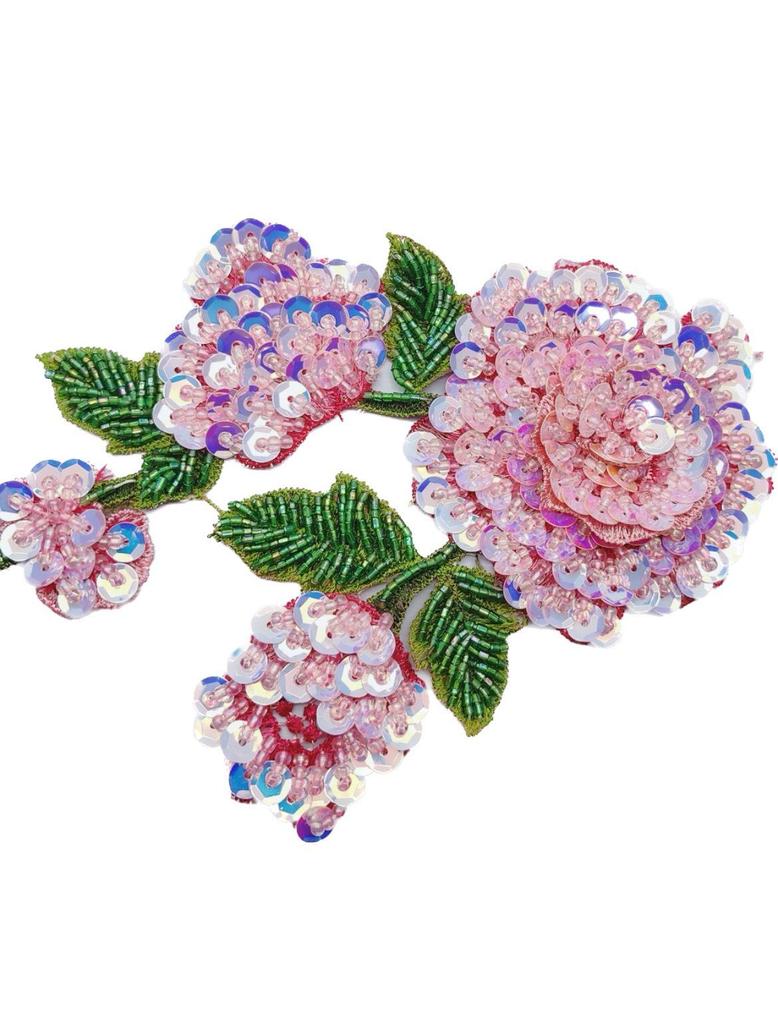 Water-Soluble 3D Floral Embroidered Beaded Patch for Collar or Dance Costume