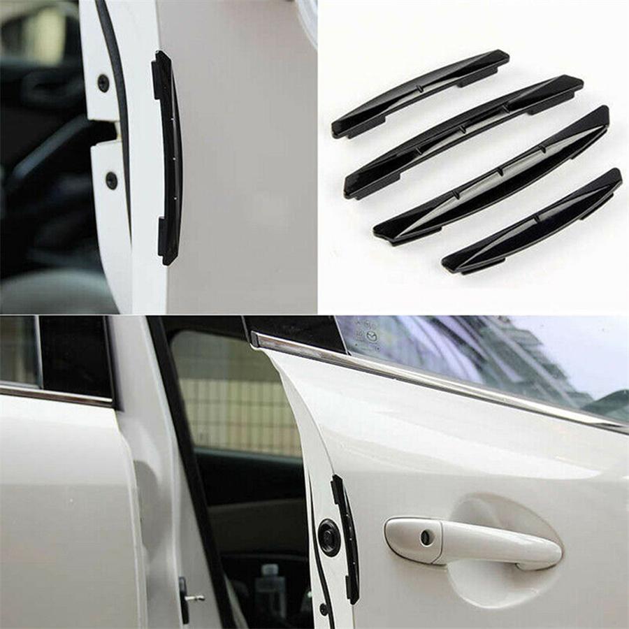 8 Pcs Black+Transparent PVC Universal Car Door Edge Scratch Anti-Collision Strip