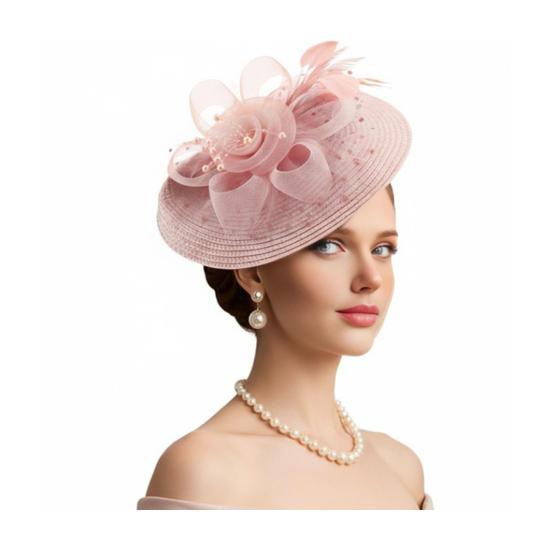 Genomskinlig Nätblomma Fascinatorhatt Vintage Tebjudning Dam Vävhatt Bröllop Cocktail