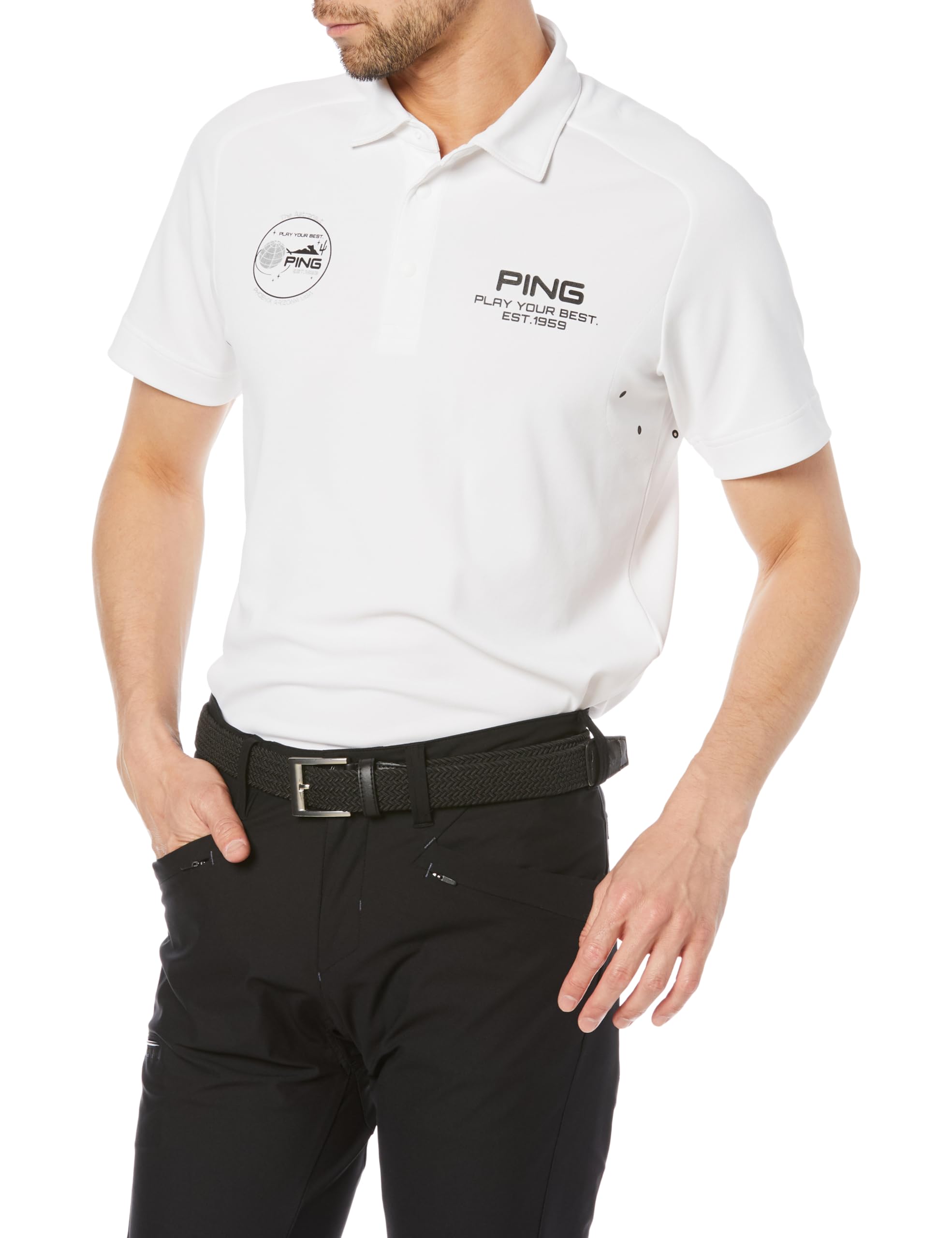 

polo shirt UV Golf LL [Pin Apparel] Men s short-sleeved (stretch, heat-shielding, protection) / / 621-4160307 030_White