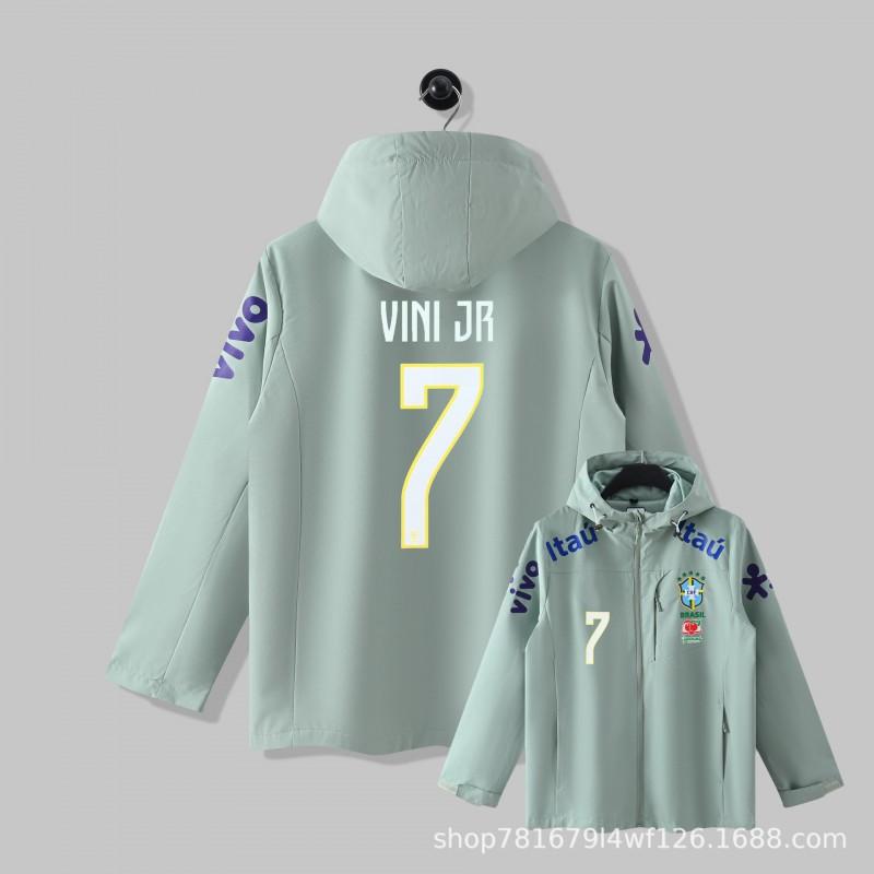 Brazil National Team Football Jacket Men Women Thin Windproof Waterproof Training Top