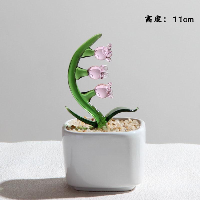 Handmade Glass Blown Cactus Cute Crystal Art Cactus Statue Collection Desk Desktop Simulation Plant Decoration