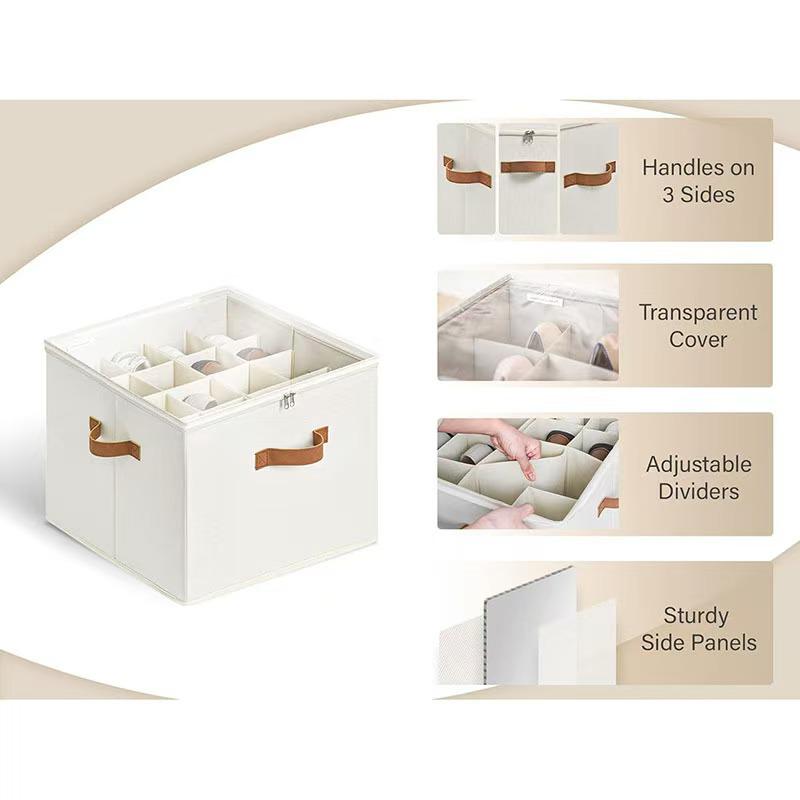 Cross-border Multi-functional Foldable Fabric Shoe Storage and Organizer Box with Lid