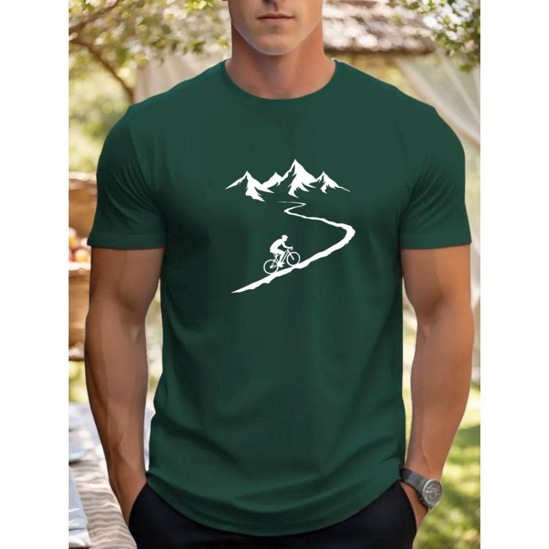 

Summer men s casual loose and fashionable cycling pattern printed sports short sleeved round neck T-shirt top 2XL
