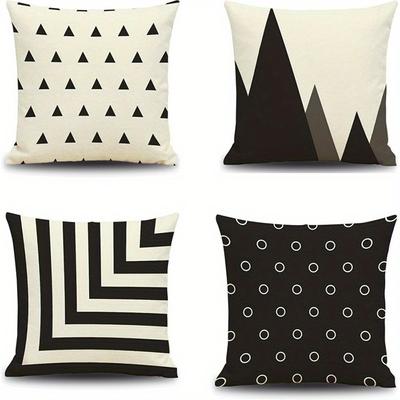 Home Decor Geometric Pattern Black And White Pillow Covers Pattern Cushion Cover Suitable For Sofa Bedroom Car Pillow Cover