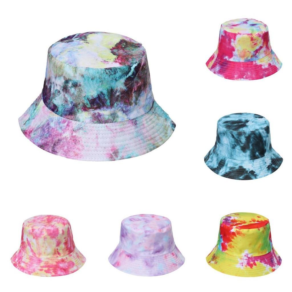 Tie Dye Fisherman Hat Sun Protection Hat Ink Wash Dye Bucket Hat Summer Unisex Fashion