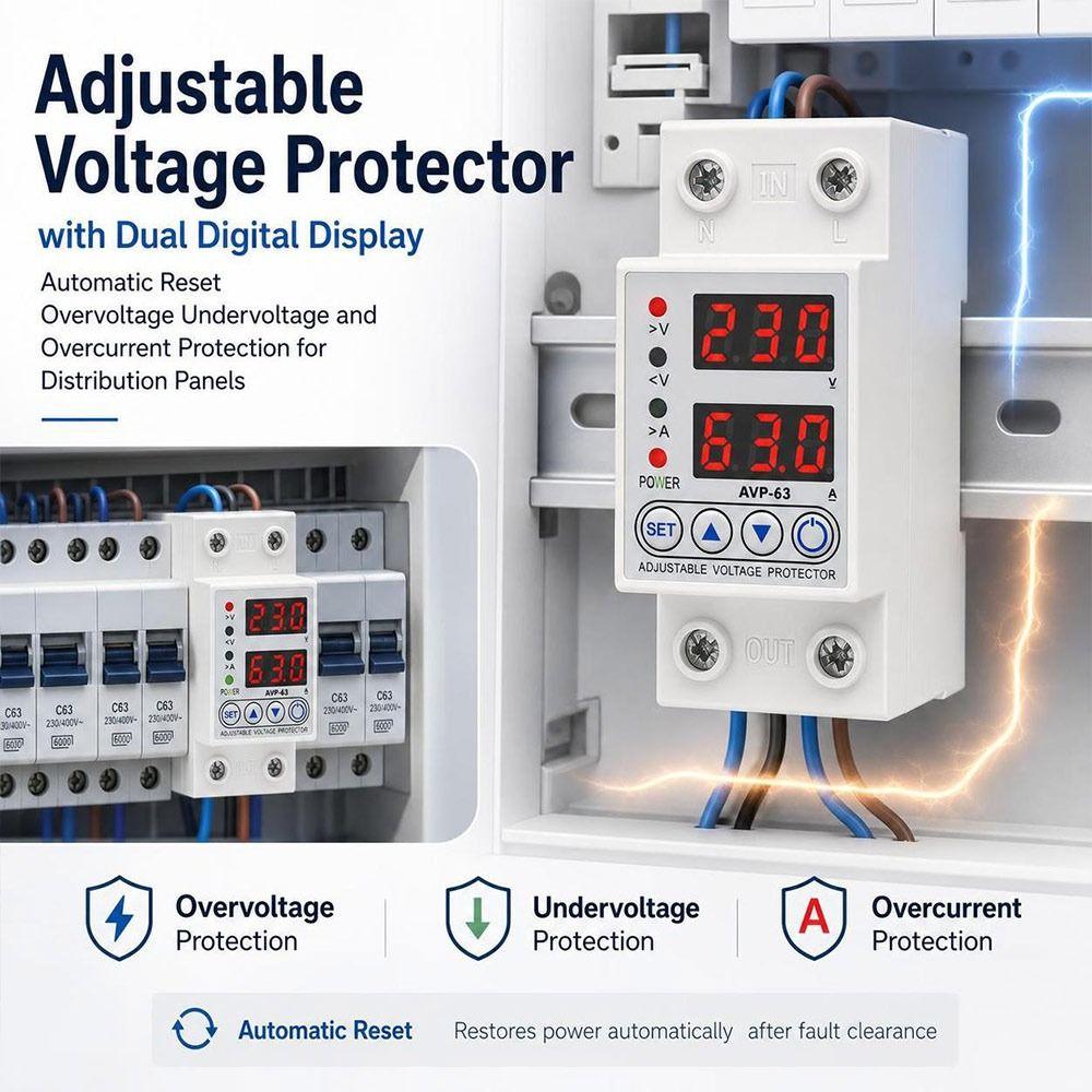 Automatic Reset Automatic Voltage Protector Voltage Monitoring Relay Distribution Panel Protection