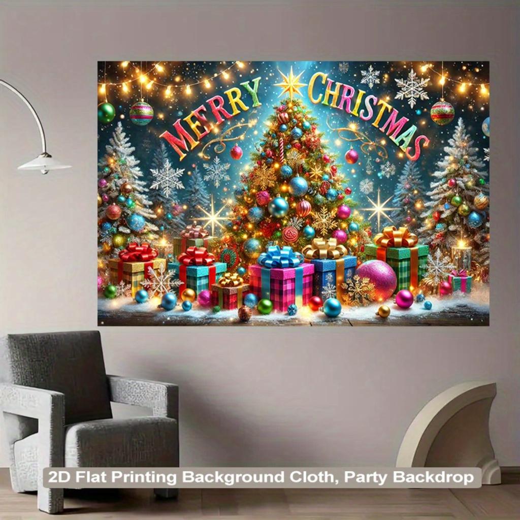 2D Flat Design 1pc Tree Backdrop Gift Box 2D Flat Wall For Decor Tree Gift Box Living Room Bedroom Party Winter Autumn Scene No Power
