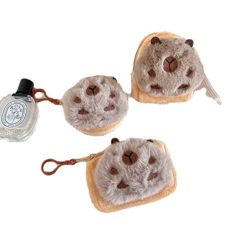 Xiaohongshu Capybara Cartoon Plush Earphone & Coin Purse for Women - Cute Storage Key Case