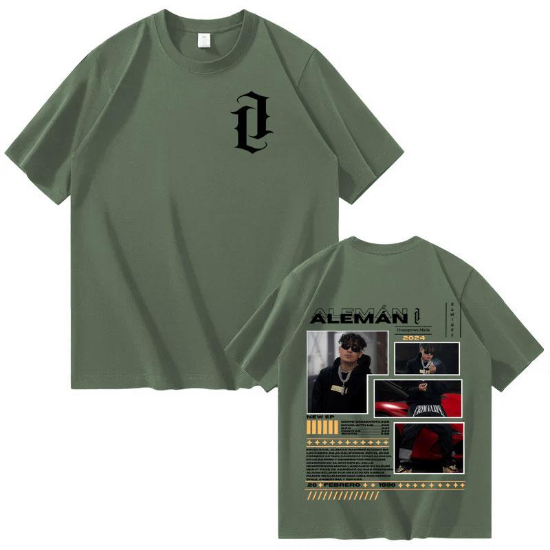Rapper ALEMAN Tour 2025 Graphic Crewneck T Shirts Mens Womens Oversized 90s Fashion Pop Music T Shirt Casual Tshirts Streetwear