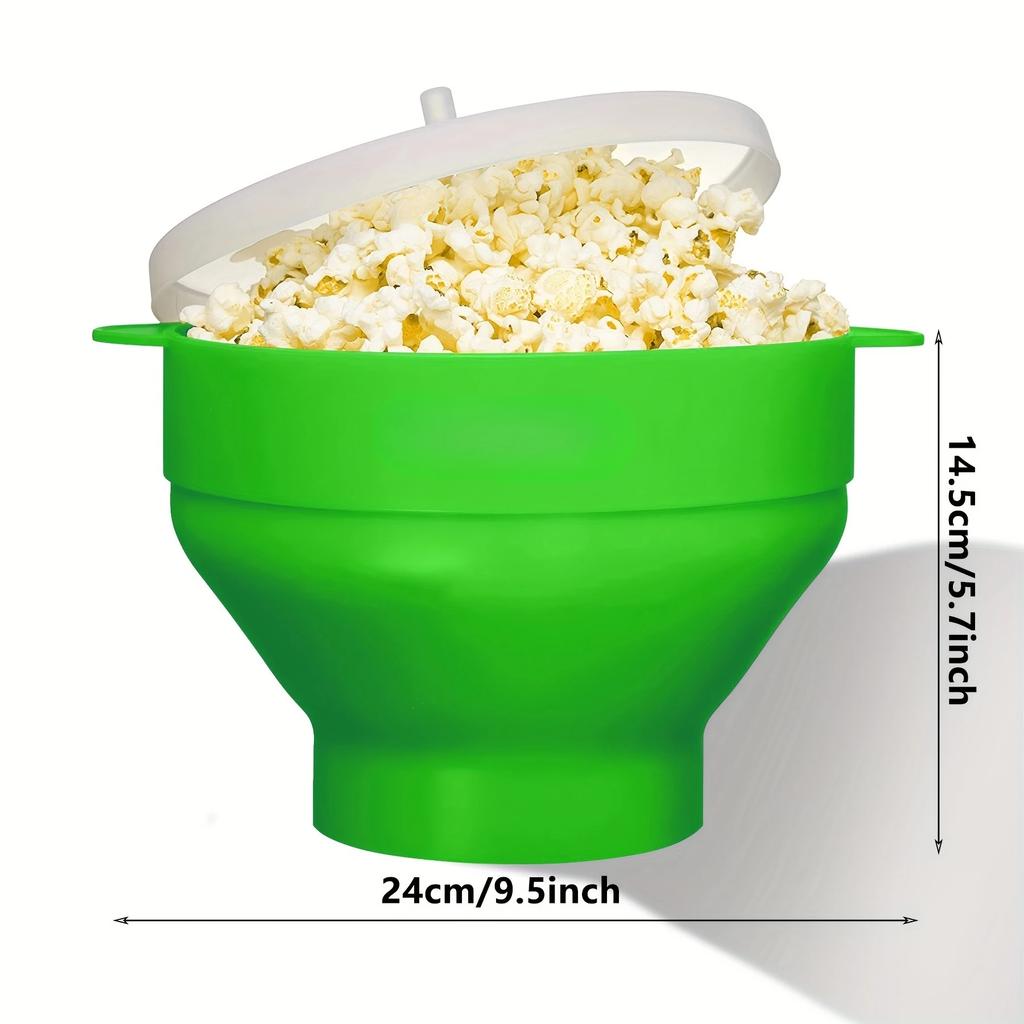 1 st Mikrovågspopcornmakare - 3L Stor Kapacitet, Vikbar SilikonSkål, BPA-Fri & Tål Diskmaskin, Perfekt för Familjens Filmkvällar