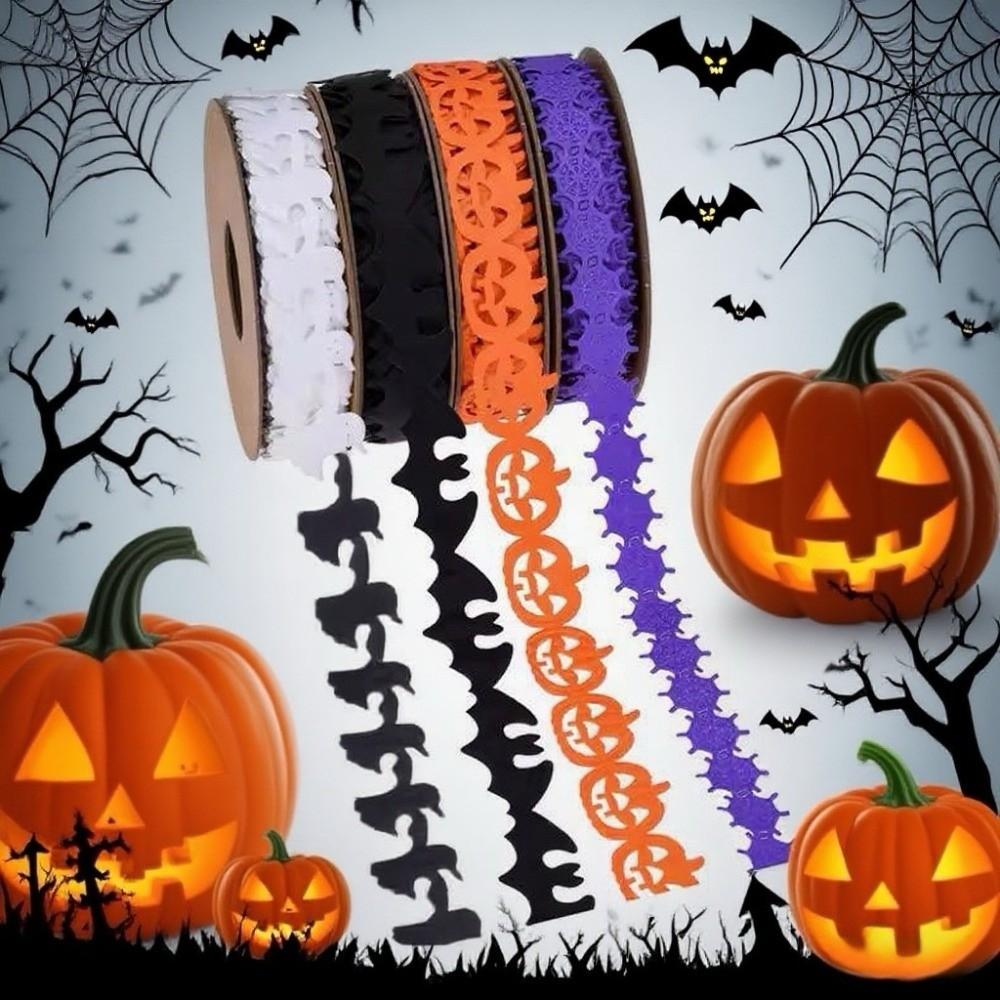 Pumpkin Halloween Decorative Ribbon Bat Spider Web Halloween Packaging Gift Box Ribbon Handmade Skeleton DIY Ribbon Strips