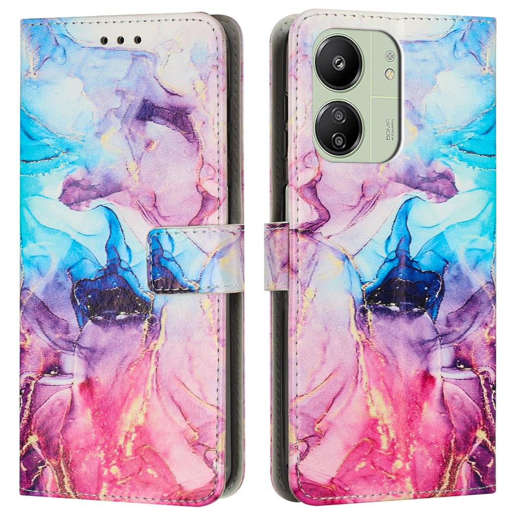 Stand Case for Xiaomi Redmi 13C 5G/13C 4G/Poco C65 4G/Poco M6 5G/Redmi 13R 5G Marble Pattern PU Leather Wallet Phone Cover