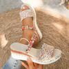 Mode 2025 Sommer Neue Modische Sandalen für Damen, Böhmischer Stil Strand Fischmaul Sandalen Regenbogenfarbene leichte lässige Sandalen