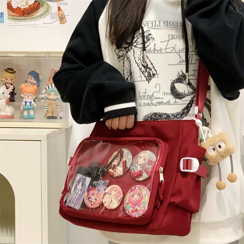 Academy style versatile simple two-dimensional large-capacity messenger bag female transparent shoulder bag oblique span pain bag