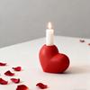 Red Heart-shaped Ceramic Candle Holder Craft Ornament - Valentine's Day Gift, Candle Stand, Wedding Decoration