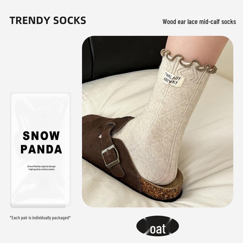 Women's Japanese-Style Frilly Edge Mid-Calf & Knee-High Slouch Socks - Autumn/Winter Versatile Fabric.