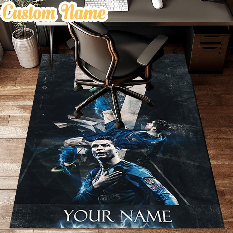 Custom Name Football Ronaldo Rug Office Rug Chair Mat Non Slip Carpet Rugs for Bedrooms Dining Room Living Room Home Decor gifts