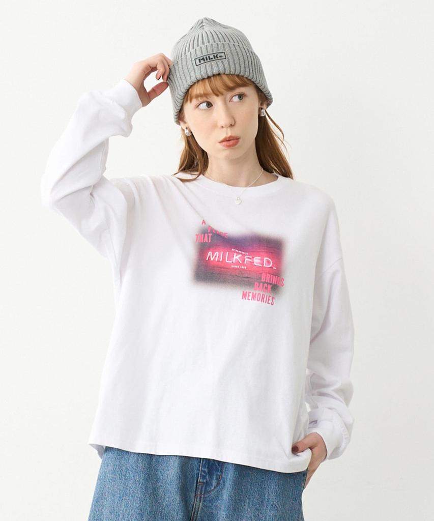 Milkfed Memories Place Wide Long Sleeve Medium Tee, 103244011006, White,