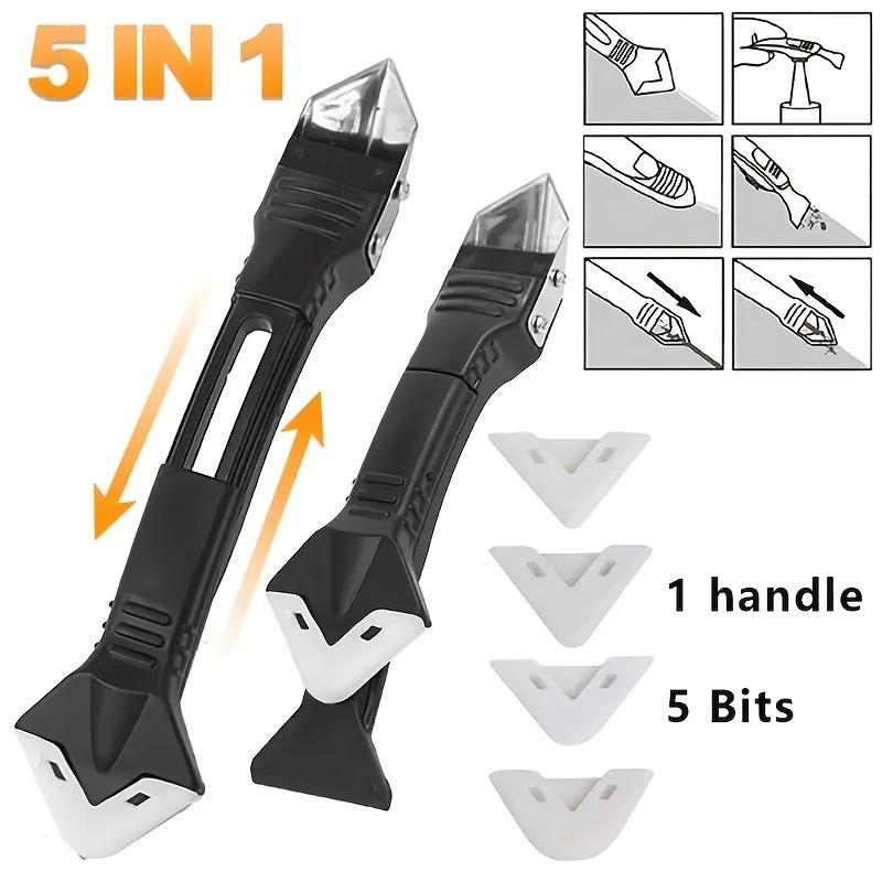 1PC 5-in-1 Silicone Scraper Tool Set, Surface Cleaning, Silicone Removal, Stainless Steel Blade, Replaceable Scraper Pad and Scraping Function