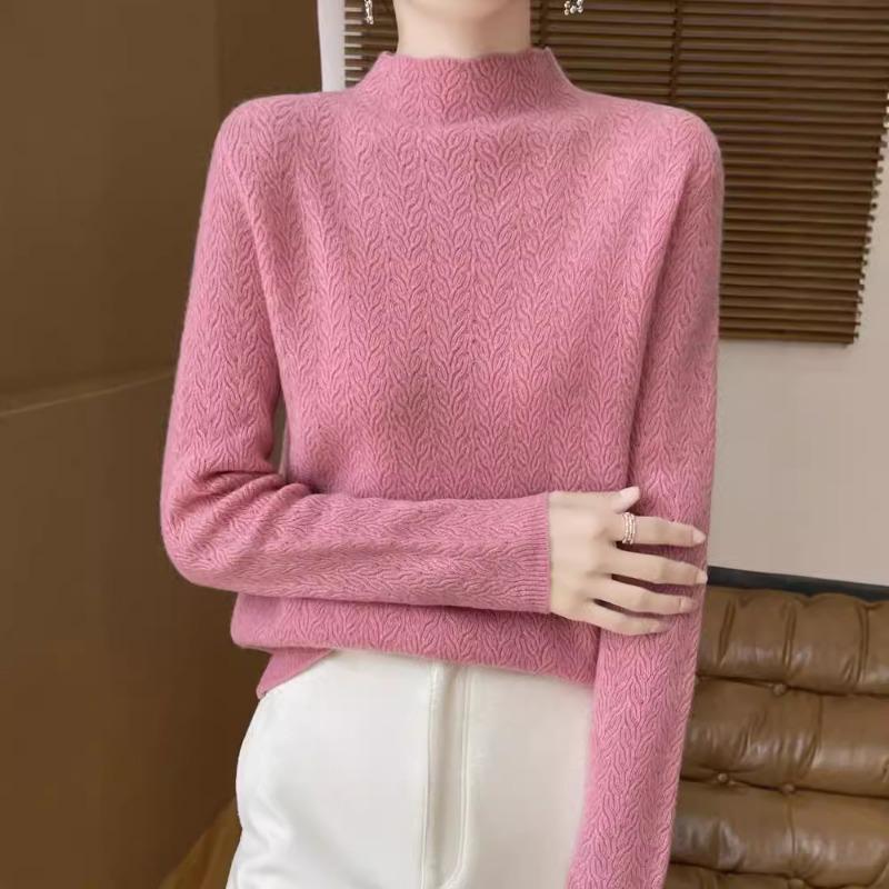 24 Autumn and winter new pullover sweater women's Andy velvet semi-turtleneck knitted bottoming shirt women's slim factory