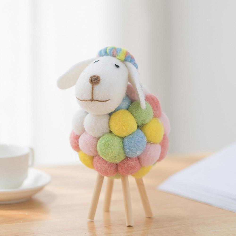 Christmas Wool Ornament Party Supplies Home Decoration Statue Miniature Felt Sheep Figurines