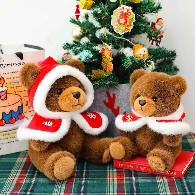Weihnachts-Teddybär Plüschtier mit Weihnachts-Schal-Design für Kinder und Erwachsene