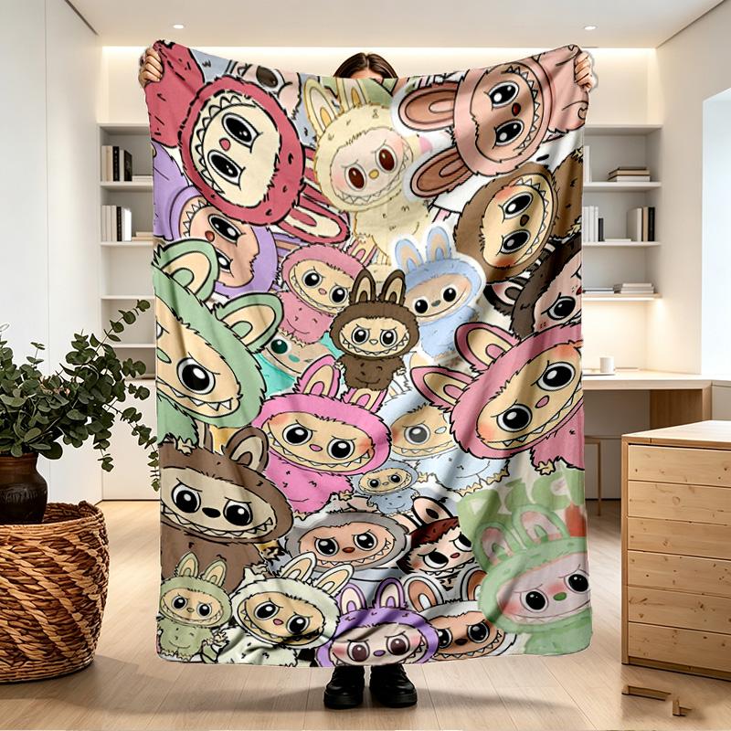 Labubu Print Decke - Weich & Bequem, für Schlafzimmer, Reisen, Sofa, Heimdekoration - Geburtstags-Weihnachtsgeschenk für Freund