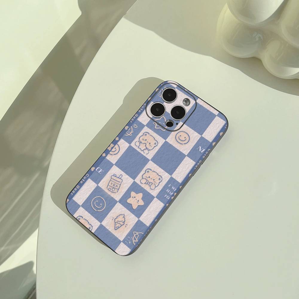 Frische Schachbrett-Handyhülle für iPhone 17,16,15,14,13,12,11 Pro Max,16Plus,XS Weiche Schwarze Hülle