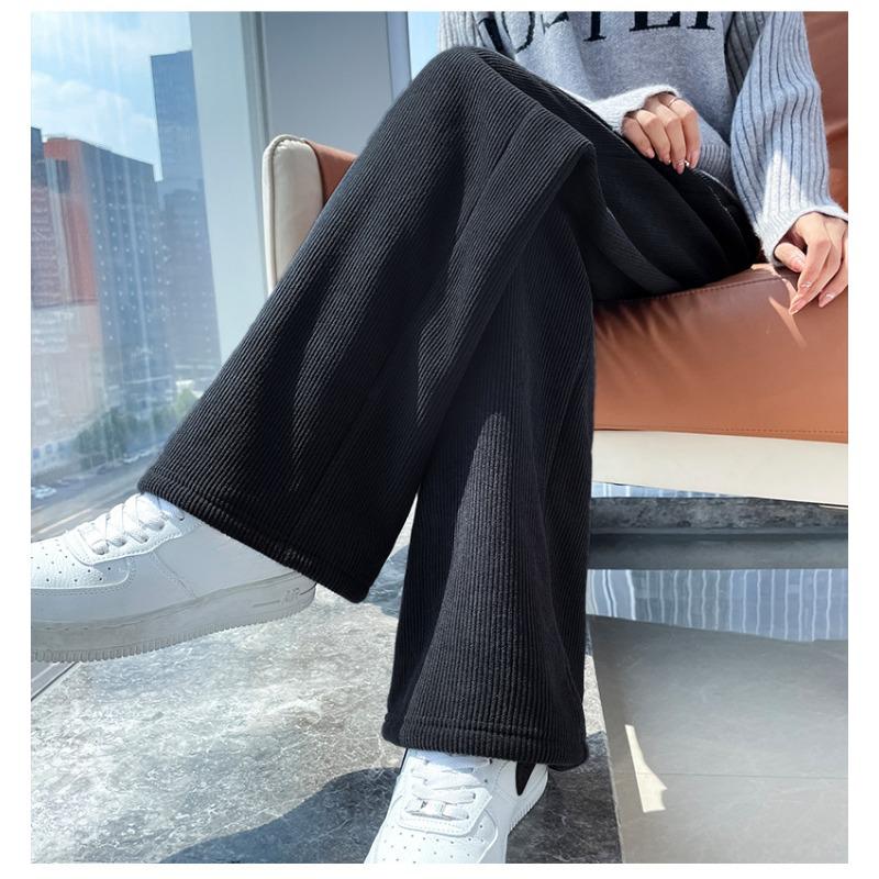 Women High Waist Casual Loose Pants Straight Wide Leg Female Thick Baggy Trousers