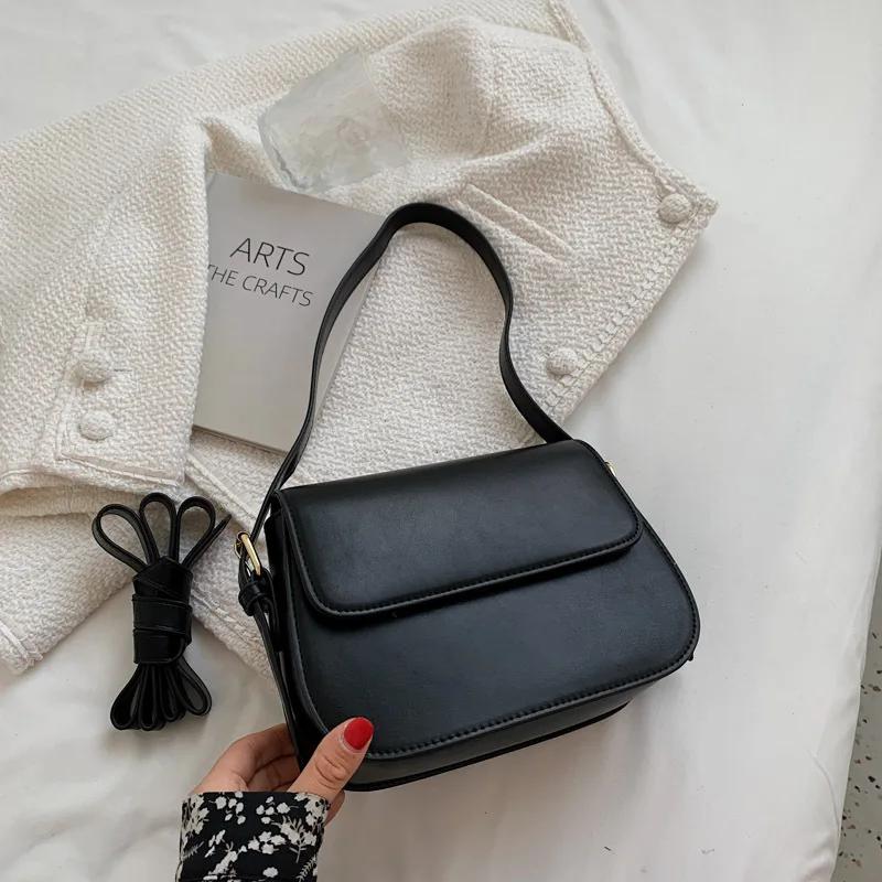 

Диагональная женская сумка через плечо, полукруглая винтажная сумка-седло, элегантная, простая и универсальная сумка-мессенджер на одно плечо