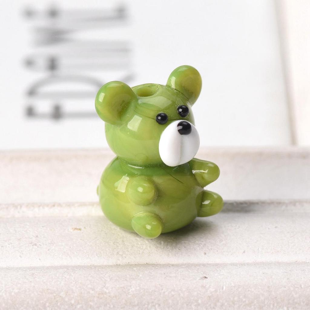 2pcs Bear 15x20mm Handmade Lampwork Glass Loose Beads for Jewelry Making Accessories DIY Crafts Findings