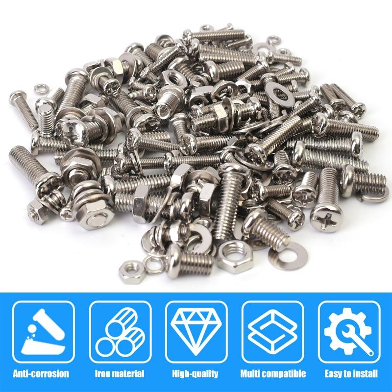 120/600pcs Stainless Steel Bolts Nuts Set Hexagon Socket Screw Nut Kits Machine Screw Hardware Fasteners Assortment M2 M3 M4 M5