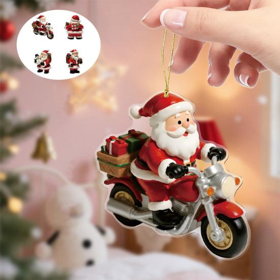 Christmas Ornament 2D Flat Acrylic Santa Claus/Snowman/Puppy Christmas Tree Hanging Ornaments