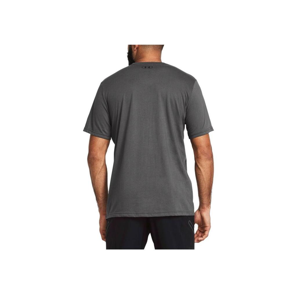 Under Armour Letter Print Crew Neck Sports Short Sleeve T-Shirt Men Tops Dark-Gray 1361903-025