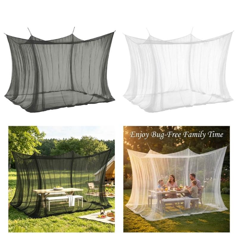 Großes quadratisches Insektenschutznetz für Camping im Freien und den Innenbereich 300x300x250cm Inklusive 2 Aufhängeseilen