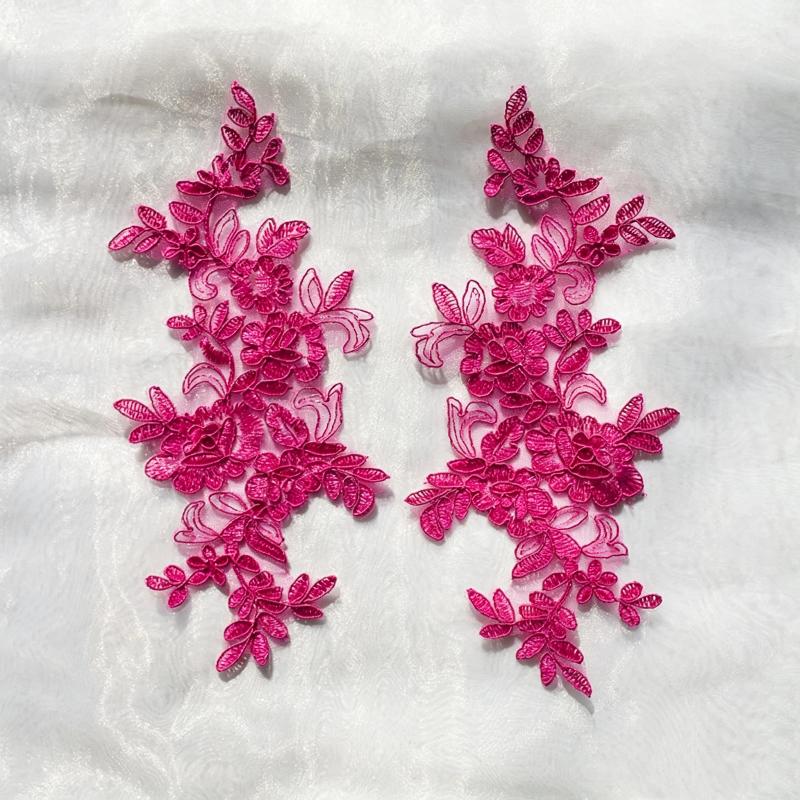 10Pcs Floral Lace Applique Pair Embroidery Flower Patch Sew On Lace Motif For Wedding Dress Garment Decoration