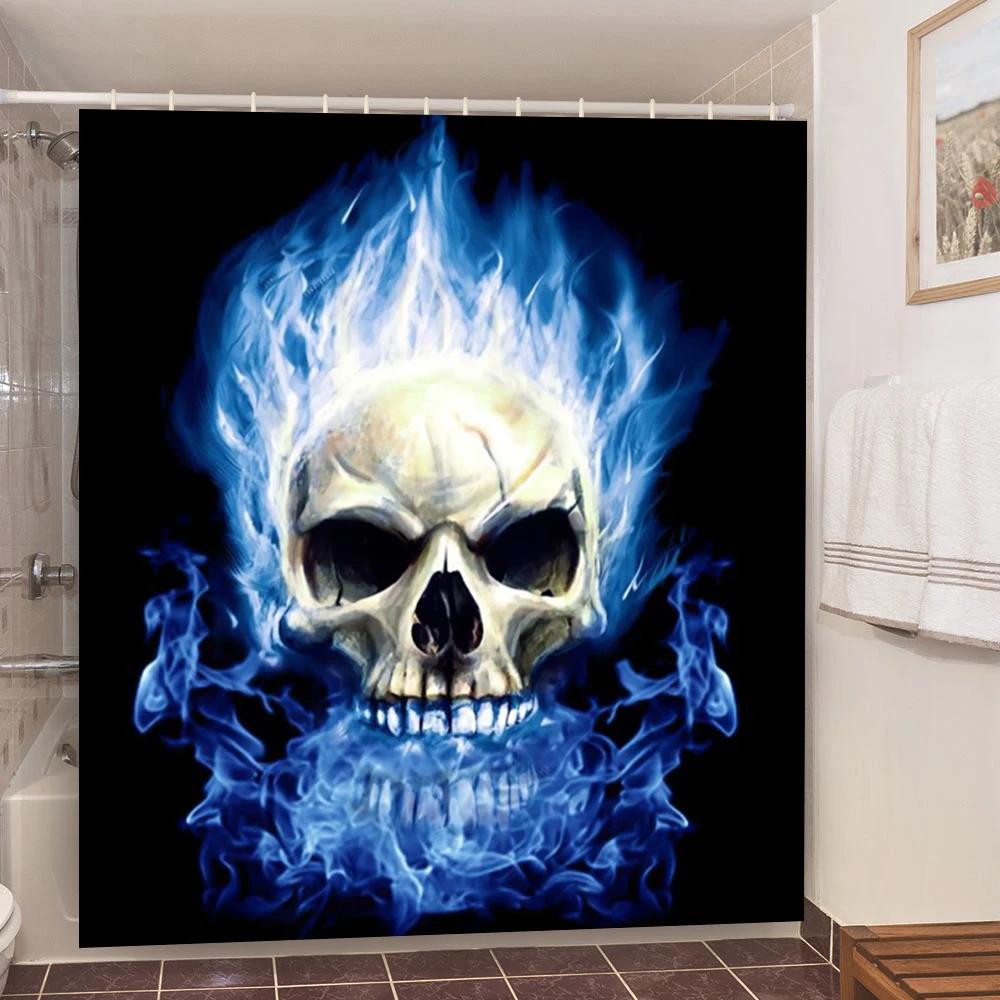 Skull Shower Curtain Waterproof Polyester Fabric Gothic Halloween Sexy Woman Love Print Shower Curtain Cortina De La Ducha